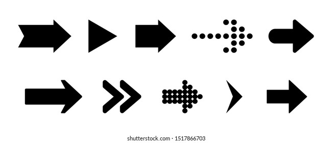 set of black arrow icon. collection flat arrow sign vector. for concept design, web design, user interface and more