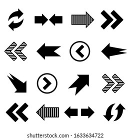 set of black arrow icon.  Collection of concept arrows for web design, mobile apps and user interface