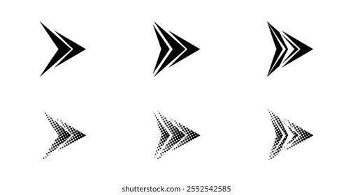 Set of black arrow icon isolated on white background. Vector illustration