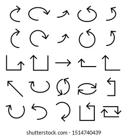 a set of black arrow icon packages with different shapes, with a white background.