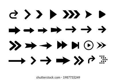 Set of black arrow icon symbol vector illustration. Arrow collections