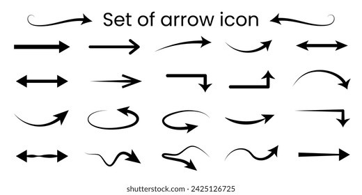 Set of black Arrow icon Vector illustration