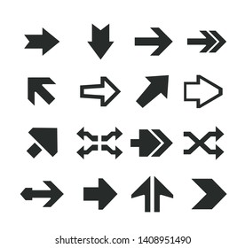 Set of black arrow icons 05