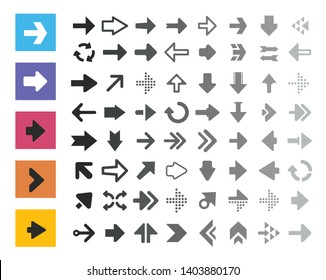 Set of black arrow icons