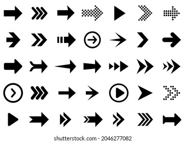 Set of black arrow icons. Arrow icon. Vector collection of arrows. cursor. Modern simple arrow. Illustration of set of arrows. Vector collection of arrows. Arrows. cursor. Modern simple arrow.