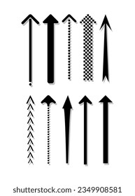 Set of black arrow pointing up. Arrow shape element. Vector