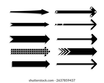 Set of black arrow pointing up. Arrow shape element. Vector