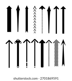Conjunto de flecha negra apuntando hacia arriba. Elemento de forma de flecha. Vector