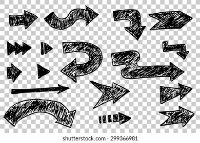 Set of black Arrow, at transparent effect background