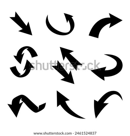 set of black arrow various direction on white background, vector illustration icon design