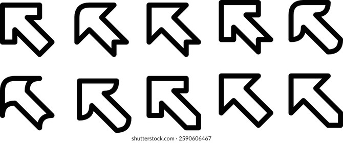 Set of Black Arrow Vector Icons in Various Angles and Styles