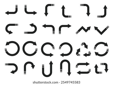 Set of black arrows. Set of arrows. Set of arrow icon. Arrows set elements. Arrows on isolated on white background. Brush arrow.