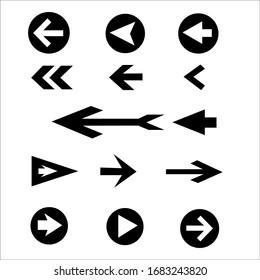 Set of black arrows. Collection of different styles. Vector illustration