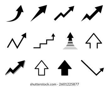 A set of black arrows commonly used in business situations