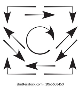 A set of black arrows of different directions.