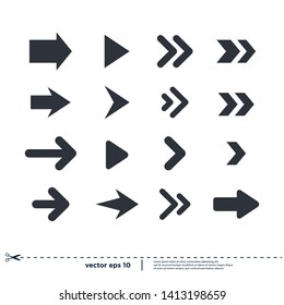 set of black arrows icon design element