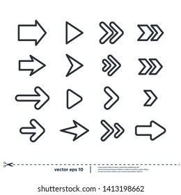 set of black arrows icon design element