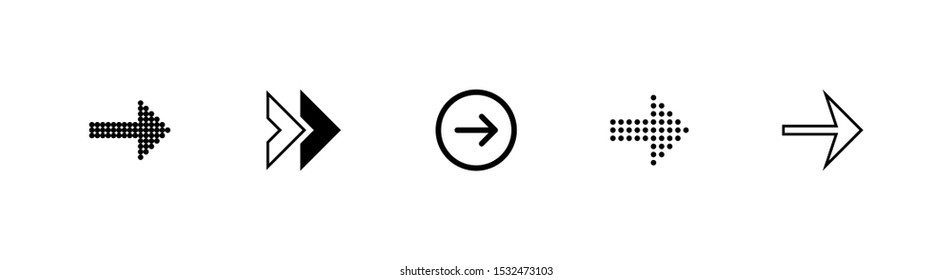 set of black arrows icon.  Editable Stroke. Outline icons suitable for web, infographics, interface and apps.