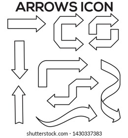 set of black arrows icon vector.