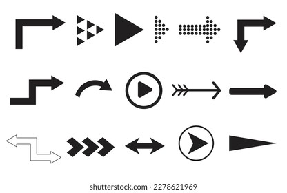 Set of black Arrows icon vector collection