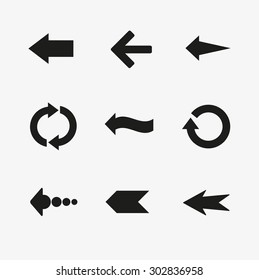 set of black arrows icons 