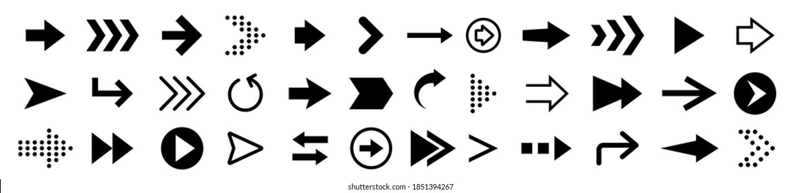 Set of black arrows icons, arrow vector collection, cursor, modern simple arrows vector illustration