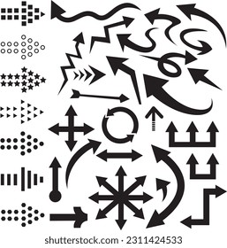 Set of black arrows isolated on white background. Vector design elements.