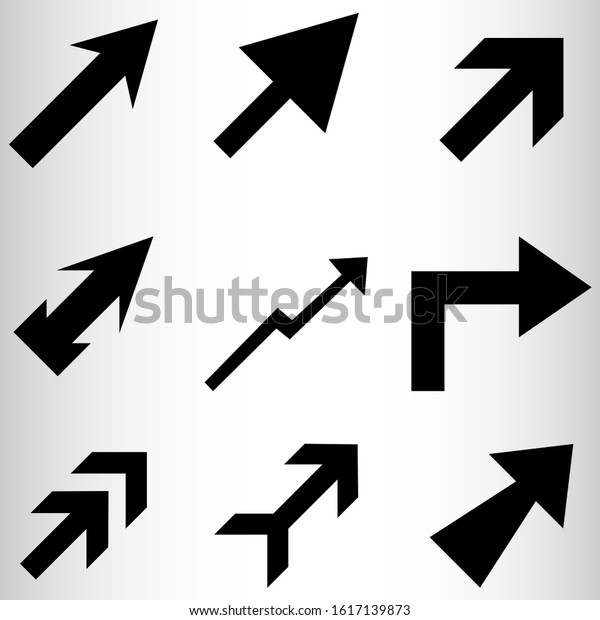Set of black arrows. Nine\
different arrows for illustrations and websites. Vector\
illustration.