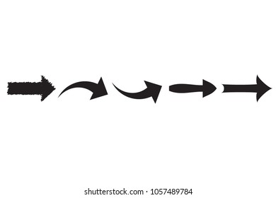 Set of black  arrows on white back.