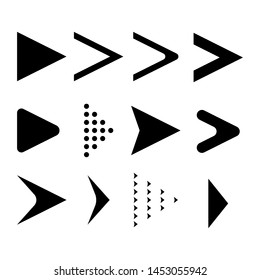 Set black arrows on white background, vector