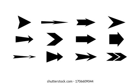 Set of black arrows on white background.Vector illustration.