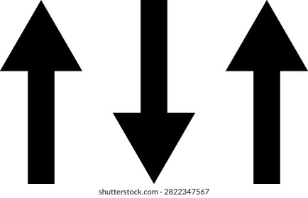 A set of black arrows pointing up and down on a white background, representing direction and movement in a simple, graphic style.