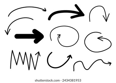 Set of black arrows. Simple arrow icon vectors.