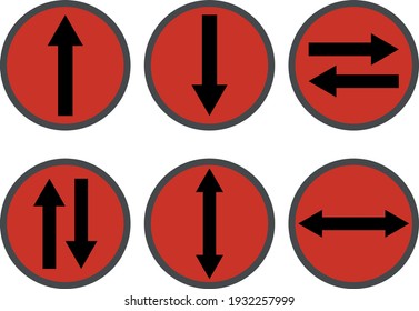 a set of black arrows, single and double located in a red circle