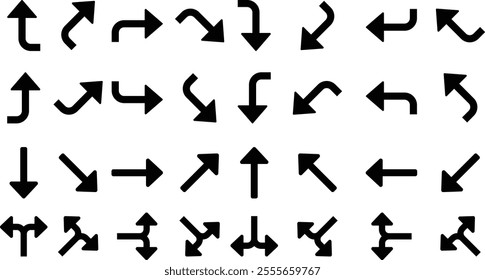 Set of black arrows and symbols. Circle arrows, rotate arrow, rotating loading symbol. Circular rotating load elements, return operation. Vector illustration.