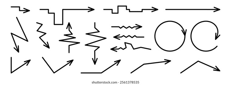 A set of black arrows that indicate the direction. Stylish design.