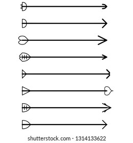 Set of black arrows. Vector set of arrows. Handmade arrows