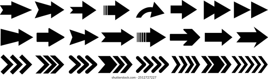Set black arrows. Arrows vector icon. Arrow icon. Cursor. Arrow icon pack