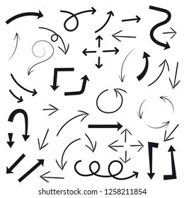 Set of black arrows. Vector illustration isolated on white background