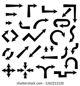 Set of black arrows. Vector illustration isolated on white background