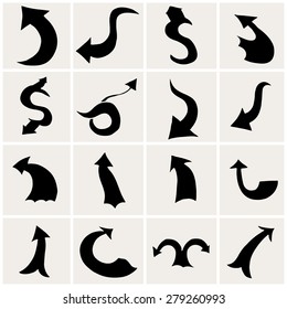 Set of black arrows. Vector illustration. Isolated