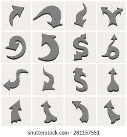 Set of black arrows. Vector illustration. Isolated