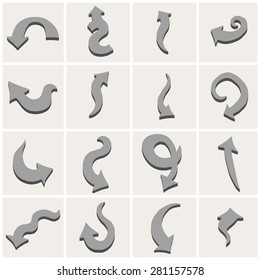 Set of black arrows. Vector illustration. Isolated