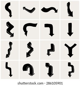 Set of black arrows. Vector illustration. Isolated