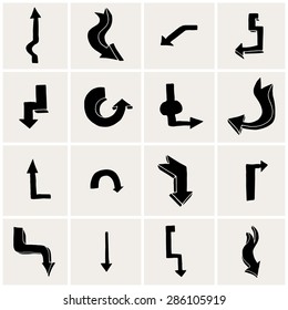 Set of black arrows. Vector illustration. Isolated