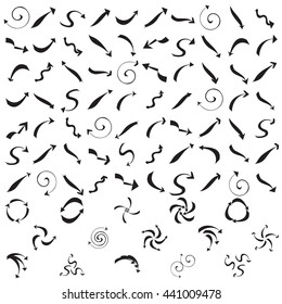 Set of black arrows. Vector illustration.
