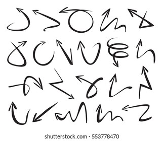 Set of black arrows. Vector Illustration.
