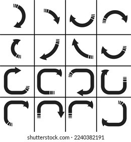 Legen Sie schwarze Pfeile für Webdesign fest. PfeilVektorsymbol. Pfeilsymbol. Set von großen schwarzen Vektorpfeilen. Cursor, Klicken. Artikel-Icon-Paket 