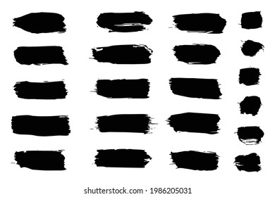 Set of black artistic vector brush decoration elements. Super big collection of black paint abstract brushes decoration elements.