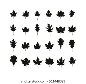 Set of black autumn leaves